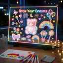 LED Drawing Board for Kids - 16-inch LED Note Board with 7 Colors, Glow Board for Kid, Light Up Dry Erase Portable with Stand, Easter Crafts for Kids, for Home Decor/Office/Holiday Trend Gift
