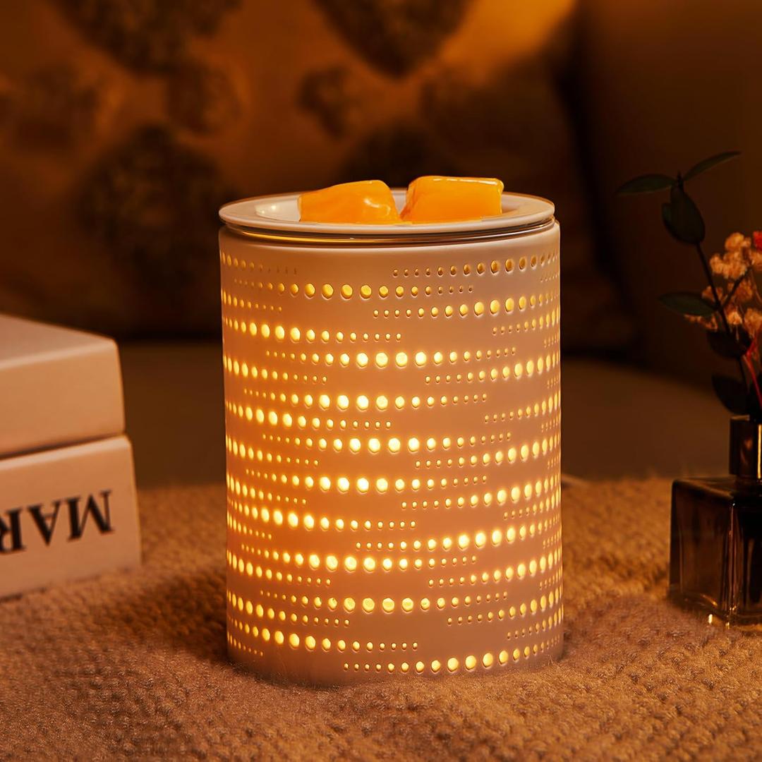 Wax Melt Warmer Ceramic Oil Burner with Timer Electric Candle Wax Melter with Led Coloful Changing Silicone Removeable Tray for Home Gifts