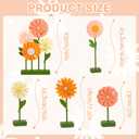 SUNBEAUTY 8 PCS Daisy Felt Centerpieces for Tables Flower Birthday Decorations Daisy Birthday Party Decorations Pink Orange Spring Floral Table Decor for Girl Birthday Baby Shower Garden Home Decor, Small