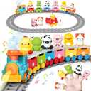 Learning Toy for Toddlers 1-3, Electric Toys Trains with Lights, Music & Steam, Counting, Matching & Sorting Montessori Toy with 6 Animal Finger Puppets, Birthday Xmas Gifts for Baby Boys Girls 12-18M