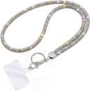 Fashion 34.8'' Sparkle All Round Crystal Neck Lanyard,Bling Work Name Card Holder For Women(AB White,1PC)