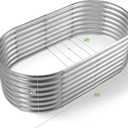 Land Guard Galvanized Raised Garden Bed, 8x4x2ft Planter Boxes Outdoor, Oval Larger Metal Planter Boxes for Vegetables, Fruits, Flowers (Silver), 842ft