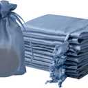 QIANF 20 Pcs Smoke Blue Small Organza Bags 4X6 inch for Wedding Favors with Drawstring, Mini Mesh Gift Bags Jewelry Pouch for Candy Bridal Shower Party Favor Baby Shower Christmas