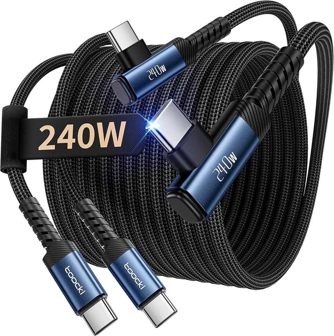 toocki USB C Cable [2Pack, 10ft] 240W Fast Charging Type C Cord, Nylon Braided USB 2.0 Cable for iPhone 17 16 15 Pro Plus Pro Max Air, iPad Pro, Samsung Galaxy S25 S24, Switch, MacBook Pro, Pixel