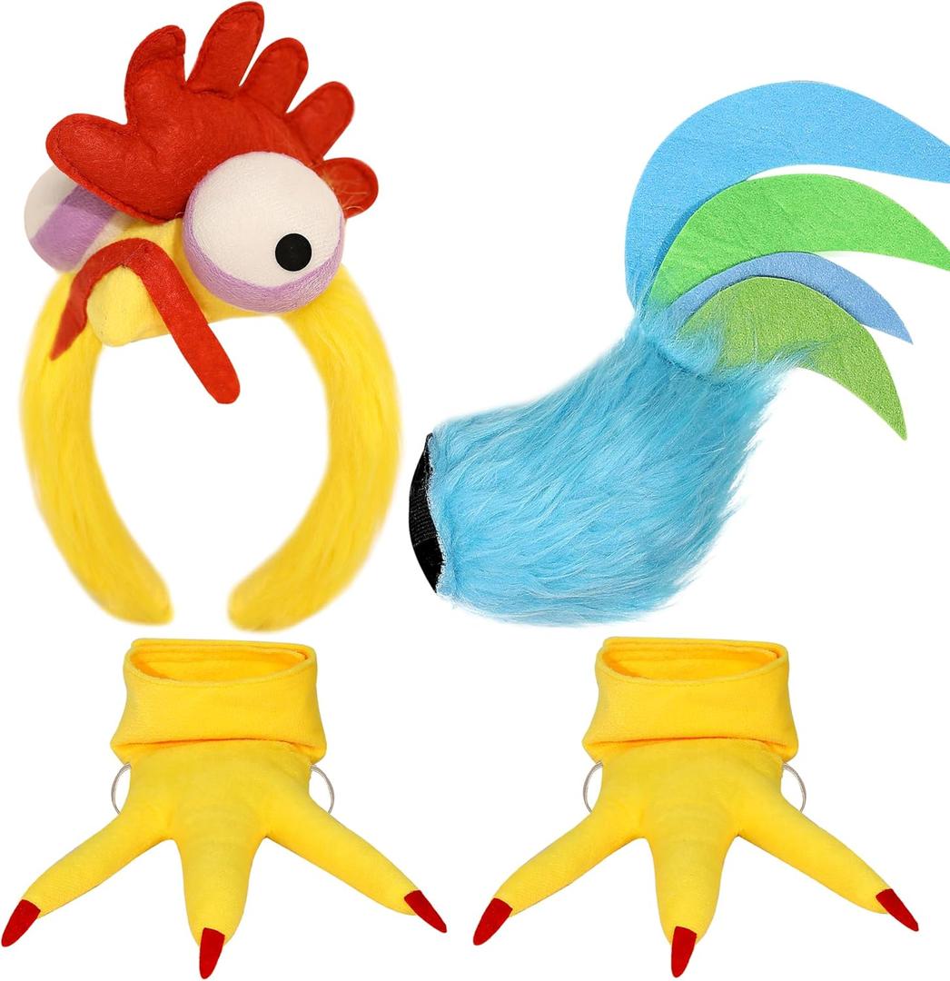 Chicken Costume for Adult Women - 3PCS Halloween Costume Accessories Includes Chicken Headband and Tail for Cosplay Theme Party Dress Up