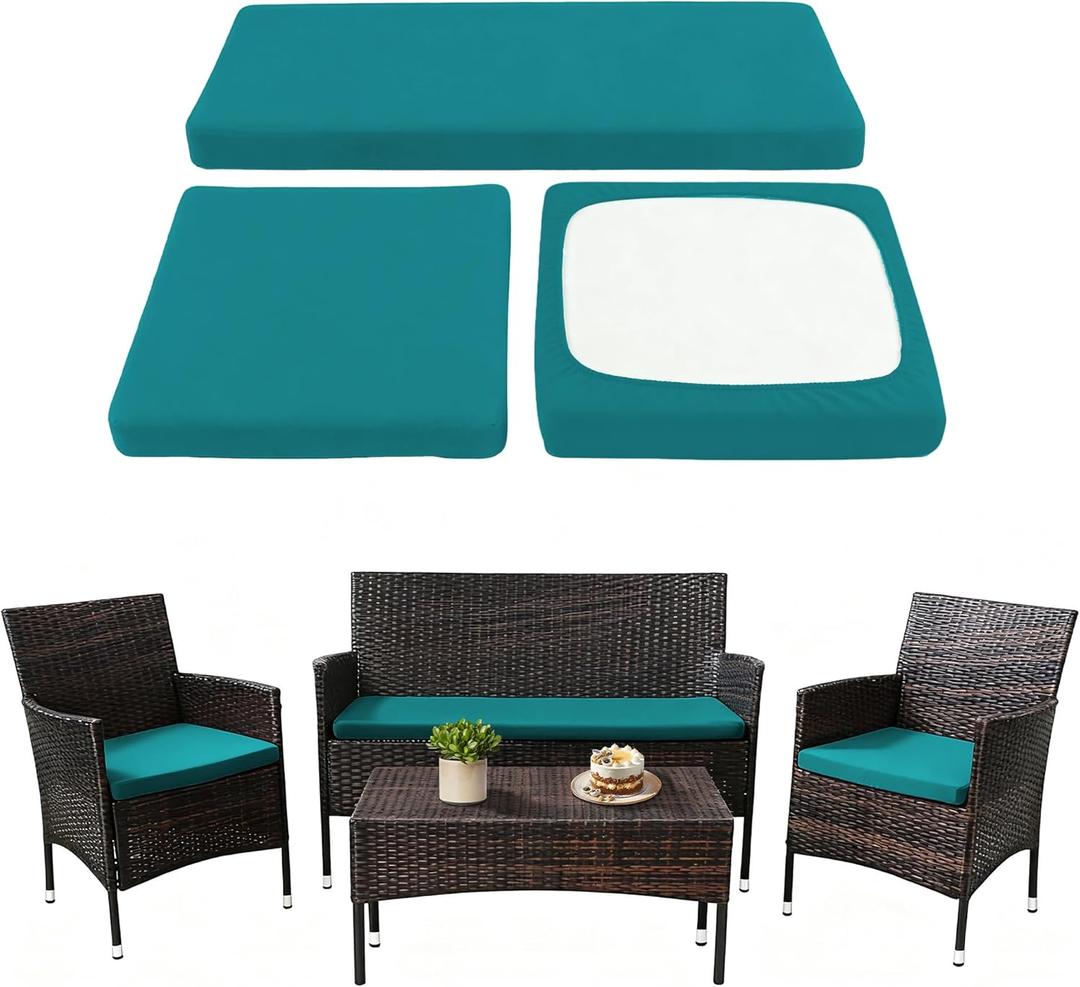 Waterproof 3-Piece Patio Sofa Cushion Cover Set - Replacement Covers for Outdoor Wicker Furniture, Bench & Seat Cushions
