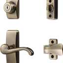 Ideal Security Door Lever with Deadbolt Lock for Storm and Screen Doors, Antique Brass (4-Piece Set)