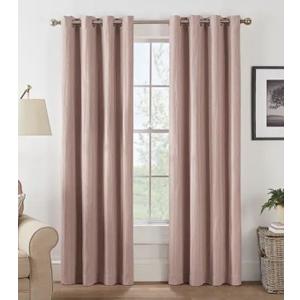 Eclipse Basel Dot Draft Stopper Energy Saving 100% Blackout Grommet Top Curtain Panel - 50x84 - Blush