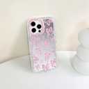 NITITOP Compatible with iPhone 13 Pro Case Cute Mirror Bow Love Heart Pattern for Women Girls Ribbon Design Shockproof Silver Protective Phone Cover - Pink Bow