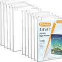 MaxGear Wall Mount Sign Holder 8.5 x 11 Inch, Clear Plastic Picture Frames Door Sign Holder Portrait Style with Adhesive Tapes and Screws for Office, Home, Store, Restaurant, Vertical, 12 Pack