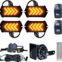 BystralX UTV Turn Signal Kit with 110dB Horn, Pre-Wired, Plug and Play UTV ATV Blinker with Rocker Switch, Rectangle Universal Street Legal Turn Signals Compatible with Polaris, Can-Am, Teryx, CFMOTO