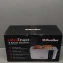 Mueller UltraToast Full Stainless Steel Toaster 4 Slice, Long Extra-Wide Slots for Bagels and Waffles, 6 Browning Levels, LED Display, Cancel/Defrost/Reheat Functions & Removable Tray, Kitchen Gadgets
