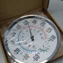 Indoor Outdoor Thermometer - Outdoor Thermometers for Patio Large Numbers 12Inch Weatherproof, Battery Free Auto Calibrate Thermometer Hygrometer with Stainless Steel Enclosure (Silver1)