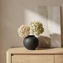 Small Blak Ceramic Vase - 6.1 Inch Small Black Round Vase, Rustic Farmhouse Vase for Home Decor, Dining Table, Shelf, Bedroom, Living Room, Kitchen, Office, Bathroom, Mantle, Centerpiece Dcor