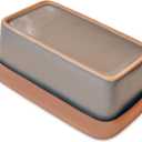 Mora Ceramic Two-in-One Butter Dish with Lid, Covered Butter Crock Container to Leave on Countertop - Large Storage Keeper/Holder for Kitchen, Gifts for Her, Butter Tray For Counter - Sesame Milk