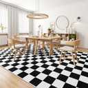 Terrug Black and White Checkered Rug for Living Room,8x10 Area Rugs Washable with Non Slip for Bedroom,Soft Low Pile Stain Resistance Retro Carpet for Dorm Kids Room
