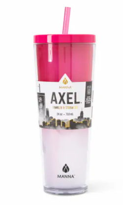 Manna™ Axel™ Plastic Tumbler & Straw Set - Pink 24 oz