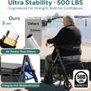 Bariatric Rollator Walker with Seat for Seniors, 500lb Capacity Aluminum Frame, Zero Wobble, 16lb Lightweight, 8" All Terrain Wheels, 10-Level Adjustable Handle/Seat, Cup Holder, Cane Clip