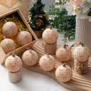 24 Pack Velvet Christmas Ball Ornaments 60mm/ 2.36'' Bow Christmas Tree Decorations Xmas Ornaments for Tree Home Coquette Room Birthday Party Front Door Wedding Holiday Decor (Brown)