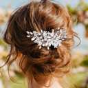 CASDRE Crystal Wedding Hair Comb Silver Rhinestone Bridal Hair Accessories Pearl Hair Pieces for Women and Brides (Silver)