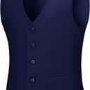 Cooper & Nelson Men's Suit Slim Fit, 3 Piece Suits for Men, One Button Solid Jacket Vest Pants with Tie, Tuxedo Set (XX-Large, Navy)
