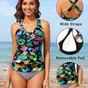 Women Tankini Top Only - Twist Front Tummy Control Swim Bathing Suit Top Adjustable Cross Back No Bottom 2025 (M)