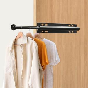 Luvenia Valet Rod For Closet Pull Out Closet Valet Rod Slide Out Adjustable 12in Heavy Duty Stainless Steel Closet Rods For Hanging Clothes Laundry Room, Bedroom, Bathroom(Black)