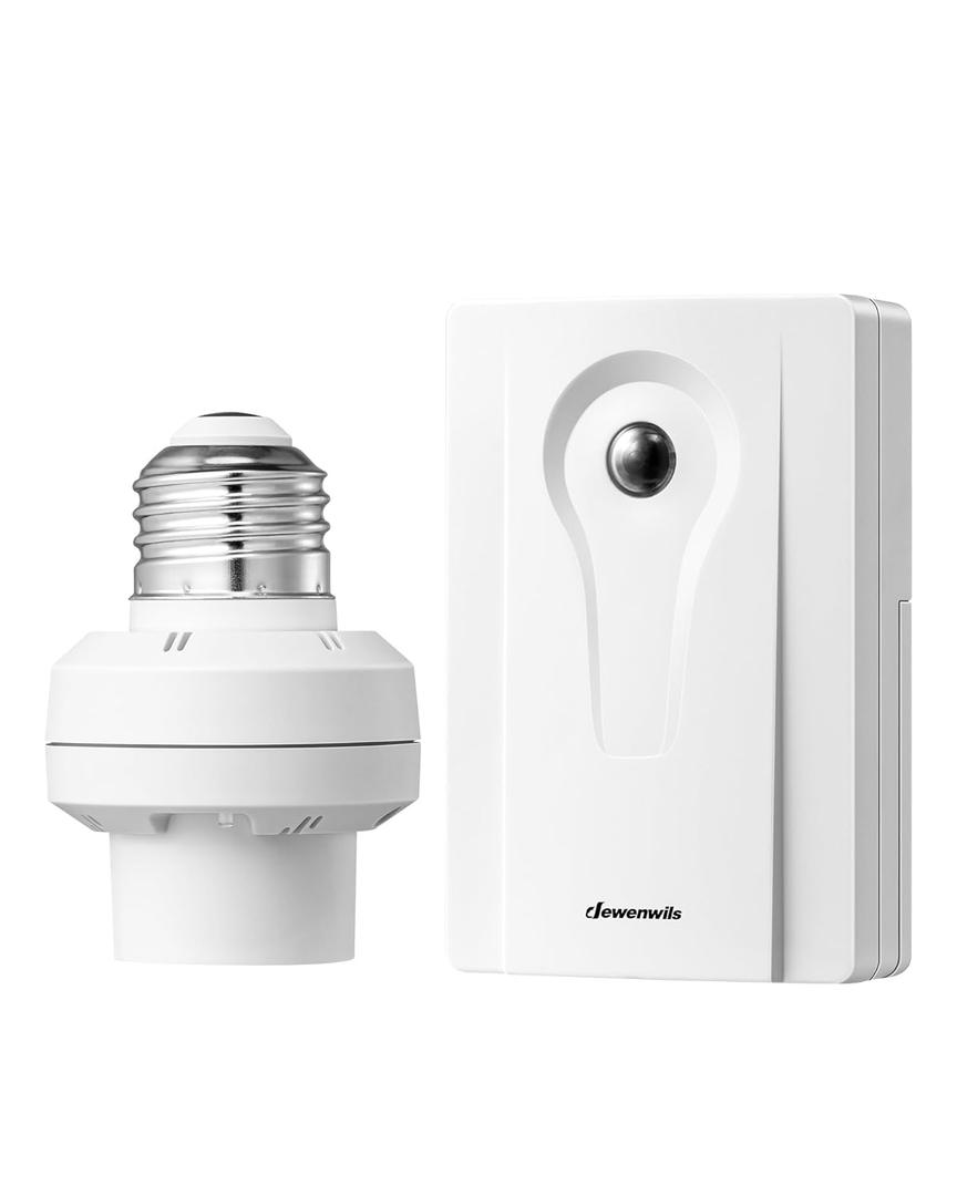 DEWENWILS Light Sensor Socket, Dusk to Dawn Sensor Socket with Sensor, 50M Signal Range, E26/ E27 Base Automatic Dusk to Dawn Light Socket for Porch Light Floodlight, 1 Sensor + 1 Light Socket