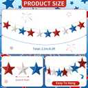 Mindsoft 8.2 ft 4th of July Garland Red White Blue Star Glitter 250th Anniversary Patriotic Garland USA Retro Banner for Fireplace Mantel American Independence Memorial Day Party Decor