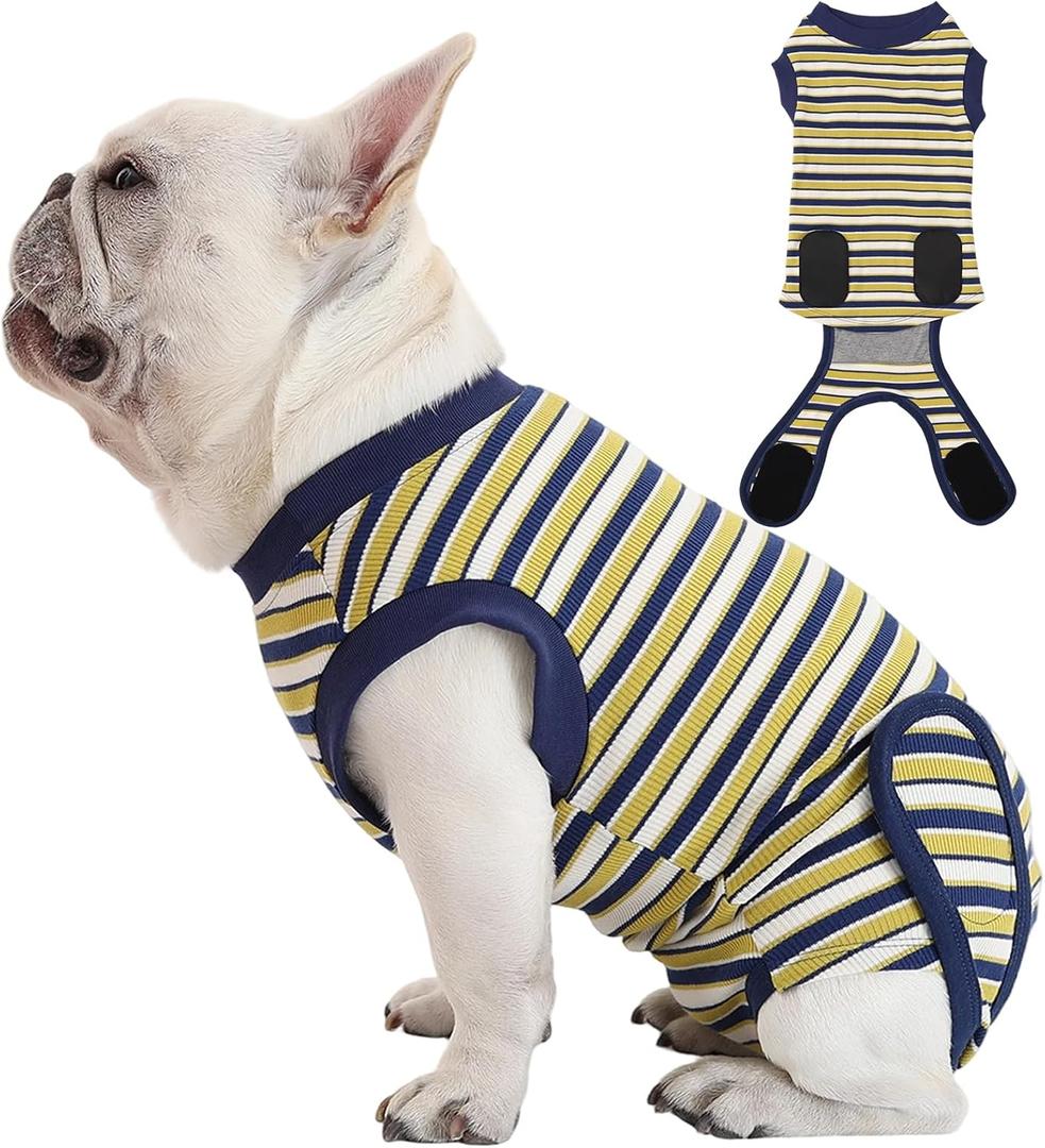 Recovery Suit for Dogs - Dog Surgery Recovery Suit Female Spay, Soft Dog Onesie for Surgery Female,Dog Cone Alternative Surgical Recovery Suit,Abdominal Wounds Suit (Yellow Stripe, X-Large)