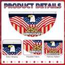 Remagr 4 Pcs 4th of July Outdoor Porch Decor 1.5 x 3 ft 250th Anniversary Bunting Flag Patriotic Outdoor Decor Non-pleated Half Fan Banner for Independence Day Memorial Day 1776-2026 Garden Front Door