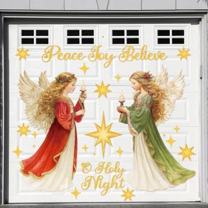 20 Pcs Christmas Garage Door Decoration Magnets Xmas Angel Door Decorations Holy Night Christmas Car Magnets Stickers Decals for Holiday Party Supplies for Home Refrigerator Car DIY (Shiny)