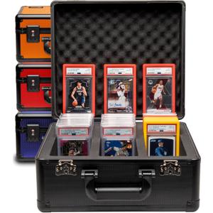 SLAB ARMOR 3 Row Graded Card Storage Box PSA Slab Case For Graded cards Hold 120+ Slabs Graded Card Case PSA Graded Card Storage Sports Baseball Card Collector Gifts TSA approved lock (BLACK)