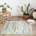 SIILOOM 2x3 Modern Abstract Rug for Entryway, Dark Green Super Soft Small Area Rug, Washable Non-Slip Kitchen Rugs, Low-Pile Mat for Kitchen, Bedside, Indoor Door Mat