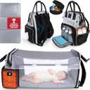 Award-Winning Large Diaper Bag with Changing Station  Eco-Friendly Evergreen Winner Large Diaper Bag Backpack w/ Heated Bottle Pockets, Premium All-in-One Backpack, Baby Essentials, Parents Gift (Black/Gray)