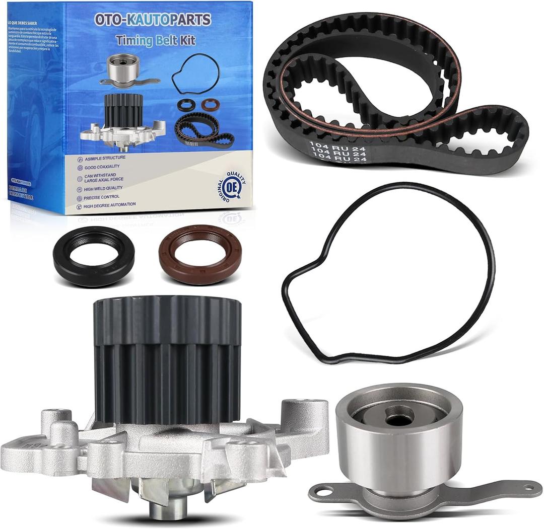 OTO-K Timing Belt Kit with Water Pump Compatible with Honda Civic 1996 1997 1998 1999 2000 1.6L L4 SOHC D16Y5 D16Y7 D16Y8 16 Valve,Replace # TBK224 TCKWP224 19200-P2A-A01