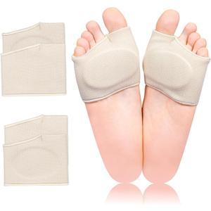 2 Pairs Metatarsal Pads with Gel Pad for Women and Men, Foot Pads for Ball Pain Relief, Morton's Neuroma, Metatarsalgia Support (Beige), Large