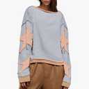 Oversized Graphic Sweatshirts Women Y2k Crewneck Vintage Aesthetic Shirts Tops Teens Drop Shoulder Jacket Sweater Size L