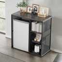KirKical 3-Tier Coffee Bar Cabinet with Mini Fridge Space, Heavy-Duty Rustic Grey Microwave Stand Baker Rack, Utility Storage Organizer Shelf for Home Kitchen Dorm, Slate Grey, 34"w X 22"d X 37.5"h