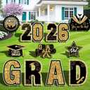 Class of 2026 Yard Signs, 11PCS Black Gold 2026 Graduation Yard Decorations Large Congrats Grad Lawn Sign with Stakes for Outdoor Senior High School College Garden Prom Send Off Party Decor Supplies