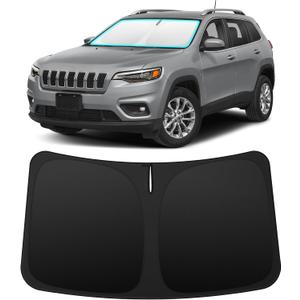 INSAUTO Custom Fit Windshield Sun Shade Accessories for Jeep Cherokee 2014-2023 (Grand Cherokee Not Fit), Foldable Front Window Sunshade, UV & Heat Reflector, Keeps Interior Cool, Includes Storage Bag