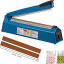 VEVOR Impulse Sealer12inch,Manual Heat Seal Machine with Adjustable Heating Mode,ABS Shrink Wrap Bag Sealers for Plastic Mylar PE PP Bags,Portable Poly Bag Sealing Machine with Extra Replace Kit, Blue