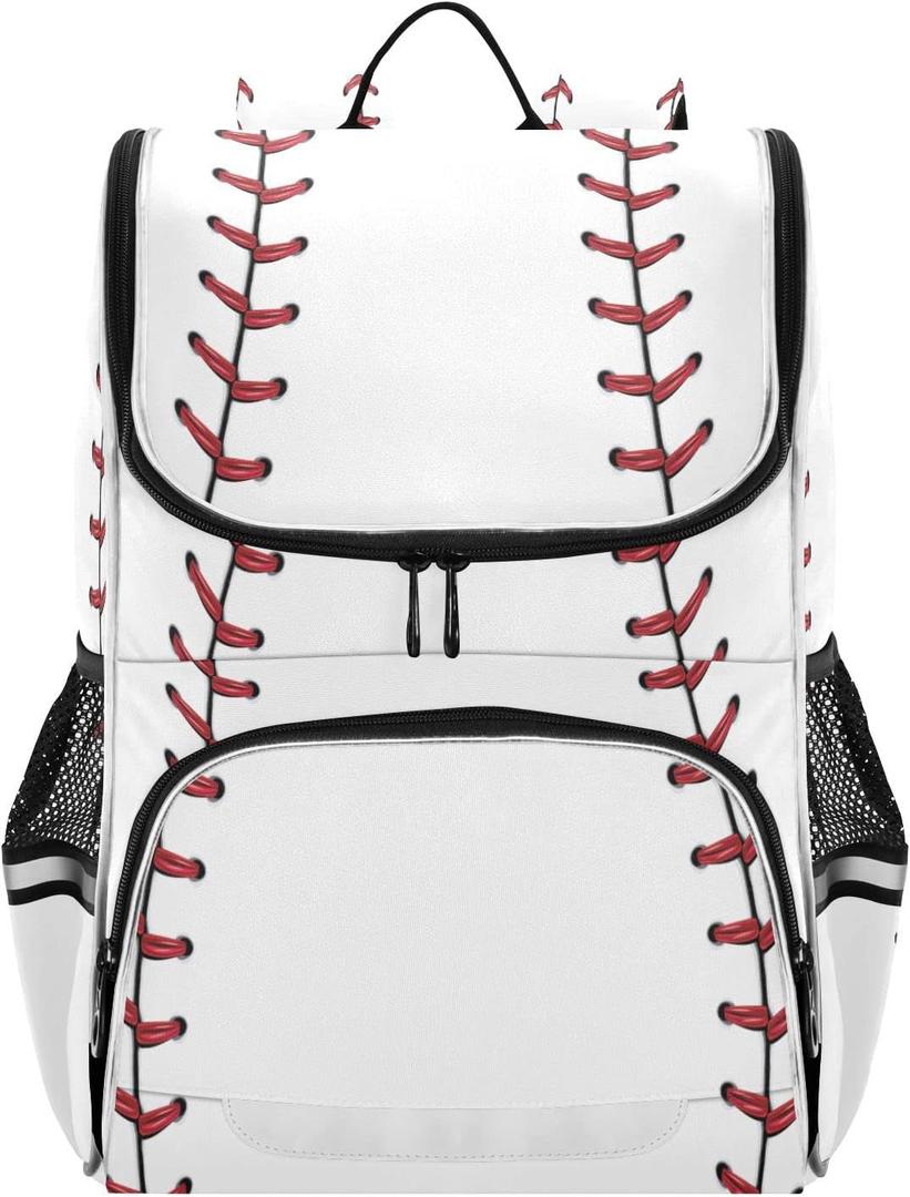 Large Backpacks Baseball Laces, Softball Bookbag Lightweight Laptop Computer Bags Durable Travel Casual Daypacks for Teens Colloge Work Business Hiking 16 Inch