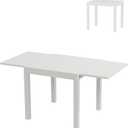 Aluminum 31"-63" Extendable Outdoor Dining Table Set for 4-6 Person, Expandable Patio Table with Wood Pattern Tabletop for Backyard, Deck, White