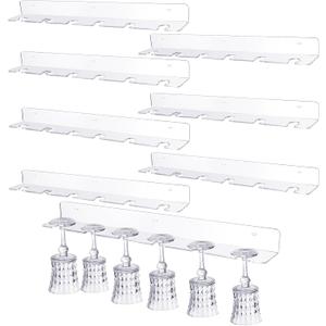 Barydat 8 Pcs Acrylic Champagne Wall Holder Clear Wine Glass Rack Wall Mounted Hanging Champagne Flute Display Stand for Home Bar Party Supplies (24")