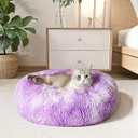 WESTERN HOME WH Calming Dog & Cat Bed, Anti-Anxiety Donut Cuddler Warming Cozy Soft Round Bed, Fluffy Faux Fur Plush Cushion Bed for Small Medium Dogs and Cats (20")