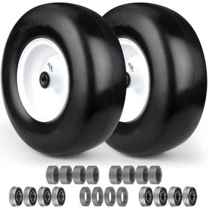 Upgraded 13x5.00-6 Flat Free Lawn Mower Tire,Riding Tire with 3/4" & 5/8" Precision Bearings,3.25"-5.25" Centered Hub,Solid Smooth Zero Turn Mower Front Tire for Residential and Commercial,White Upgraded 13x5.00-6 Flat Free Lawn Mower Tire,Riding Tire with 3/4" & 5/8" Precision Bearings,3.25"-5.25" Centered Hub,Solid Smooth Zero Turn Mower Front Tire for Residential and Commercial,White