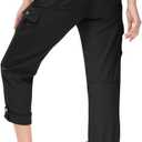 YSENTO Womens Cargo Hiking Pants with Pockets Lightweight Stretch Quick Dry Camping Travel Pants Roll Up (X-Large, 2-black)