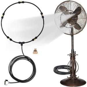 Outdoor Misting Fan Kit for a Cool Patio Breeze,Water Mister Spray for Cooling Outdoor,19.36FT (5.9M) Misting Line + 5 Brass Mist Nozzles + a Brass Adapter(3/4) Fit to Any Outdoor Fan