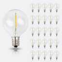 Newhouse Lighting 25 Pack LED Clear G40 Globe Light Bulbs for Outdoor String Lights Fits E12 and C7 Base 1.5 Inch Light Bulbs G40 Replacement Bulbs for Patio Lights (G40LED25)